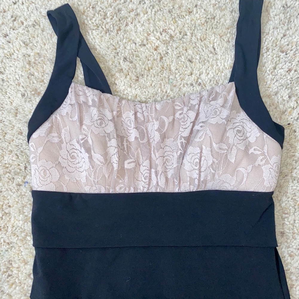 Black and Nude Lace Dress M